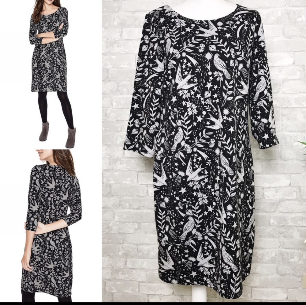 Boden Winifred Black Mystic Woodland Sweater Dress